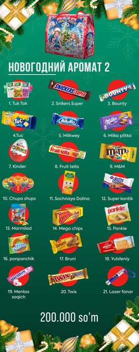 Yangi yil sovg‘a qutilari perechesleniyagaham bor