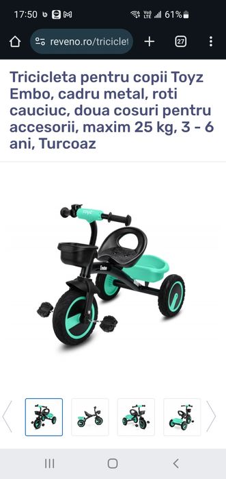 Tricicleta trotineta copii cu pedale 3-6 ani