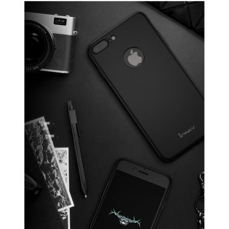 Husa Apple iPhone 8 Plus, FullBody Elegance Luxury iPaky Negru +folie