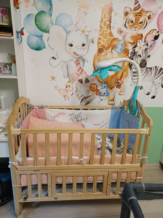 Vand Patut de lemn si saltea de cocos TEOX cu 5 functii.