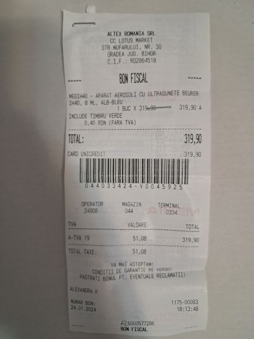 Inhalator Aerosoli Baurer