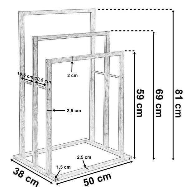 Бамбукова стойка за хавлии laos, 3 нива