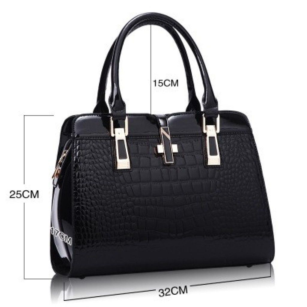 Луксозна лачена дамска чанта, имитираща крокодилски десен BAG43