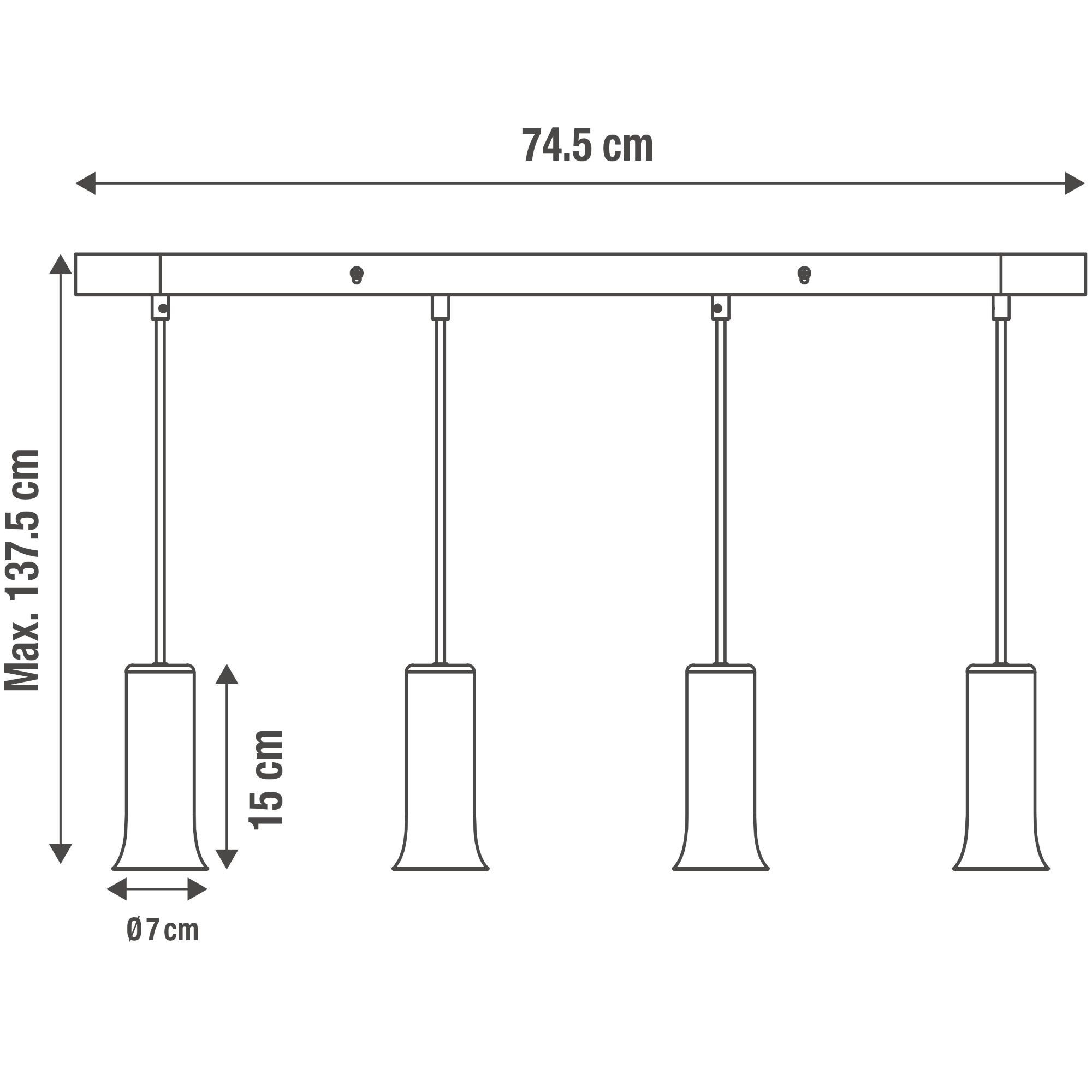 Pendul  4 x E27, 25W, negru