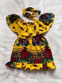 Set rochiță cu motive tradiționale si bentita