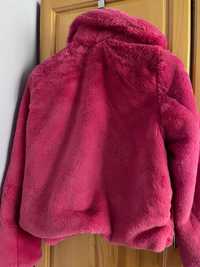 Плюшено, розово палто