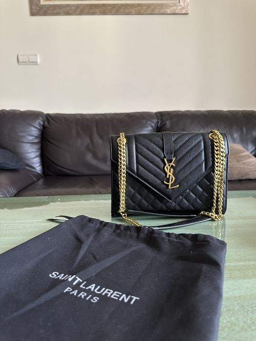 Черна кожена чанта YSL