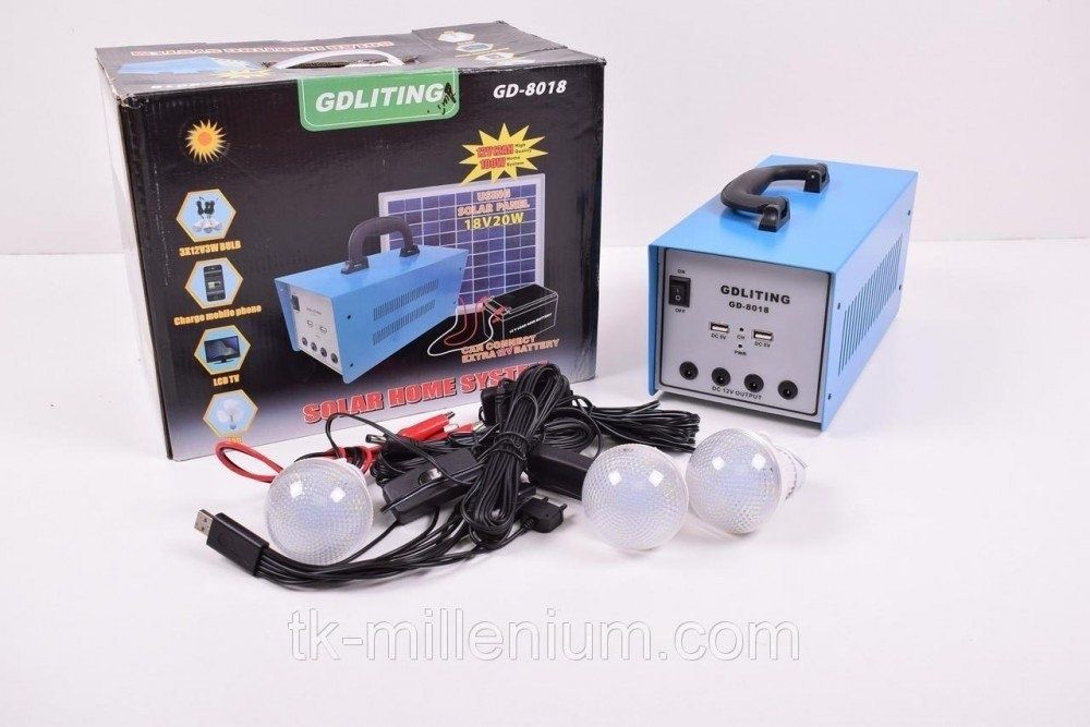 Panou solar 20w invertor priza 220v 100w 3 becuri alimentare TV