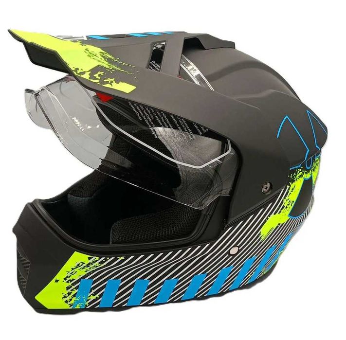 Каска Крос Мотор/Скутер/Бъги/Вело/АТВ с Визьор Два цвята