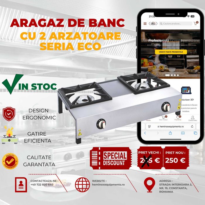 Aragaz De Banc Inox cu 1Arzator,2Arzatoare,3Arzatoare,4Arzatoare Gaz