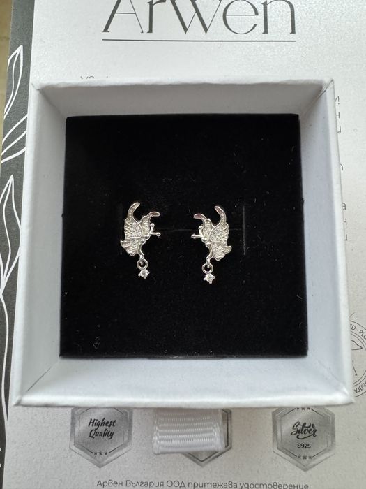 Сребърни обеци пеперуди