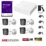 Kit supraveghere 4 camere exterior 2MP IR 20m Hikvision  Montaj inclus
