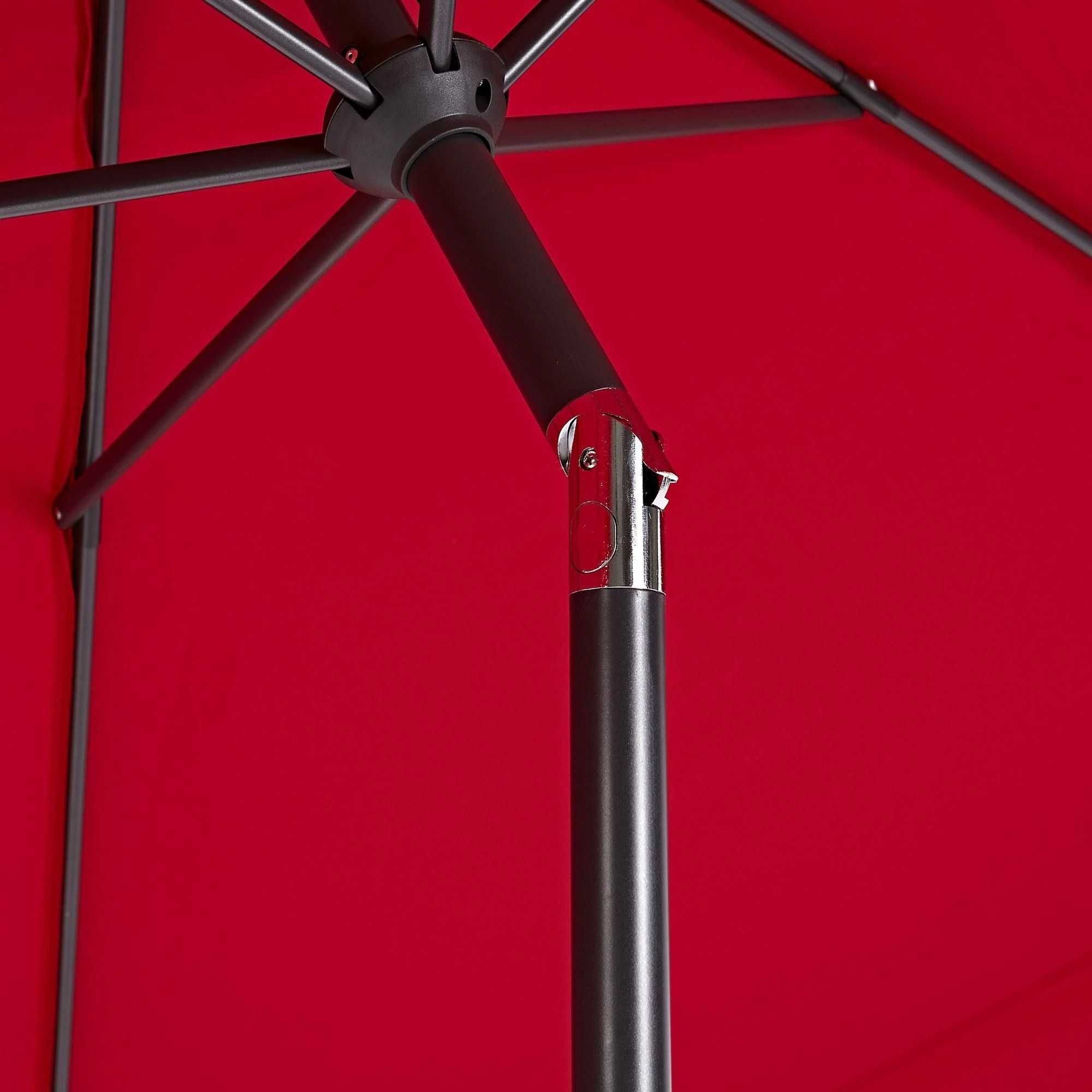 Umbrela de terasa cu manivela, aluminiu/poliester, 296 x 247 cm, rosie
