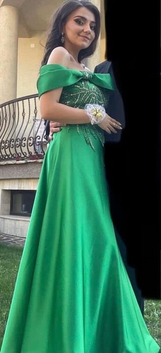 Rochie lungă verde smarald- Creatie originală Caius