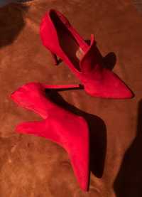 Pantofi damă catifea roșie