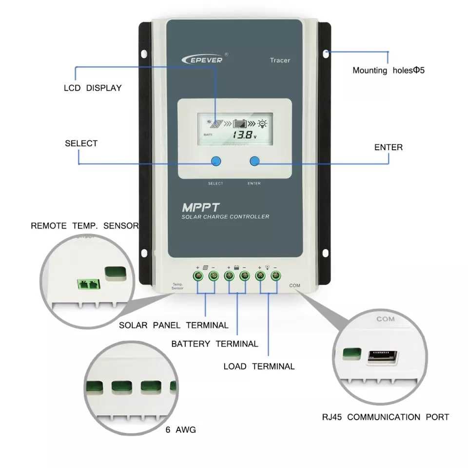 Соларен Контролер  30А МРРТ EPEVER Tracer3210AN  панел WIFI