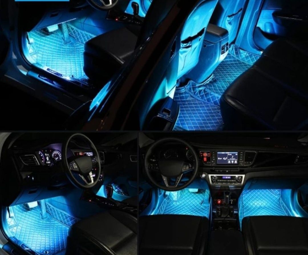 Set Lumini Ambientale Auto Interior RGB 8 Culori c Telecomanda Kit LED