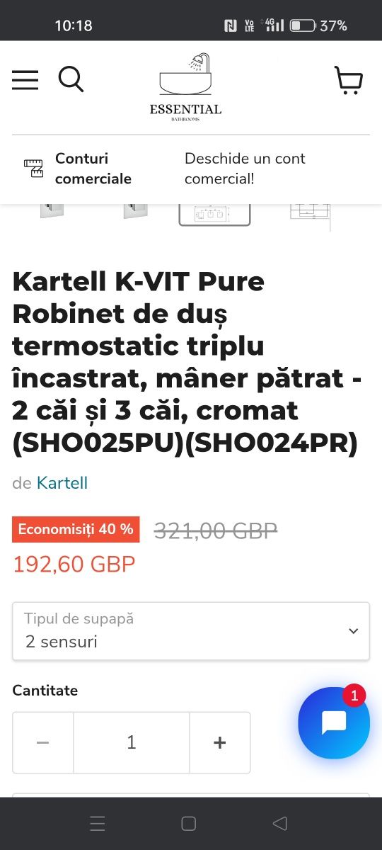 Baterie duș încastrata 600 Lei
