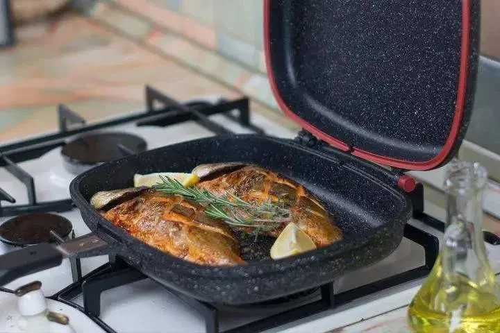 Tigaie dubleta grill Dessini Italy antiaderenta, 36 NOU