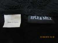 Уникален Френски черен памучен шал Eple & Melk с шикозна бродерия