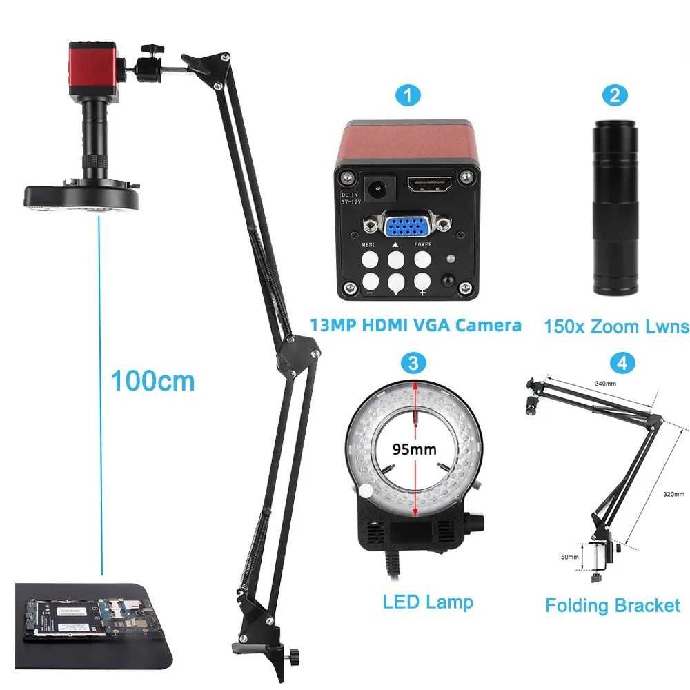 Microscop digital 1080P HDMI USB 150X Zoom  SMD electronica