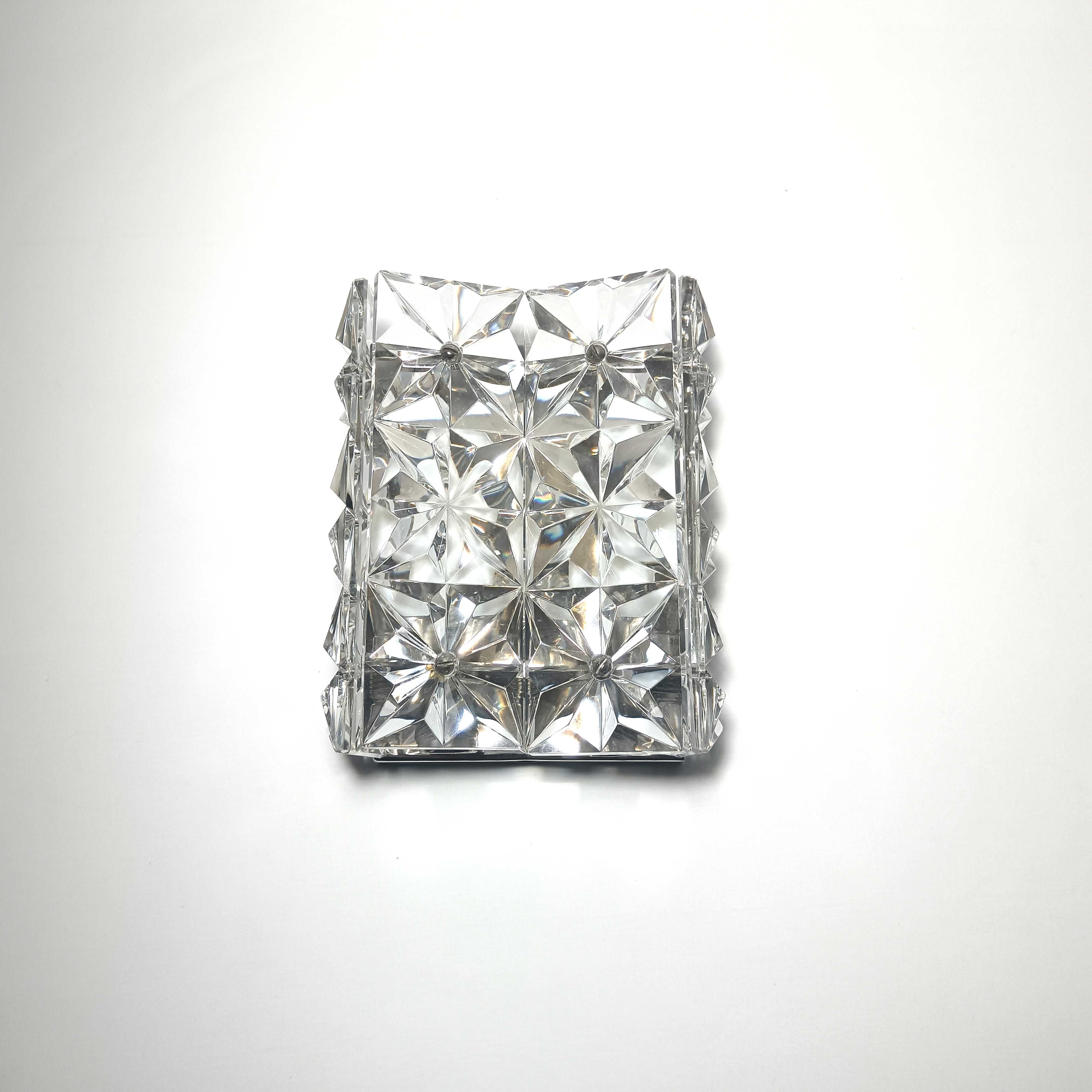 Aplică Kinkeldey, Art Deco, PostModern, cristal, crom, vintage