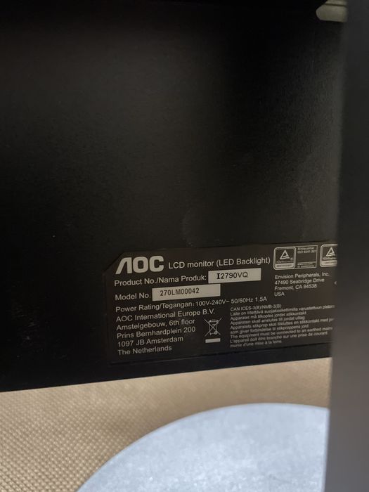 Монитор AOC 27” (модель 270LM00042, LED Backlight)