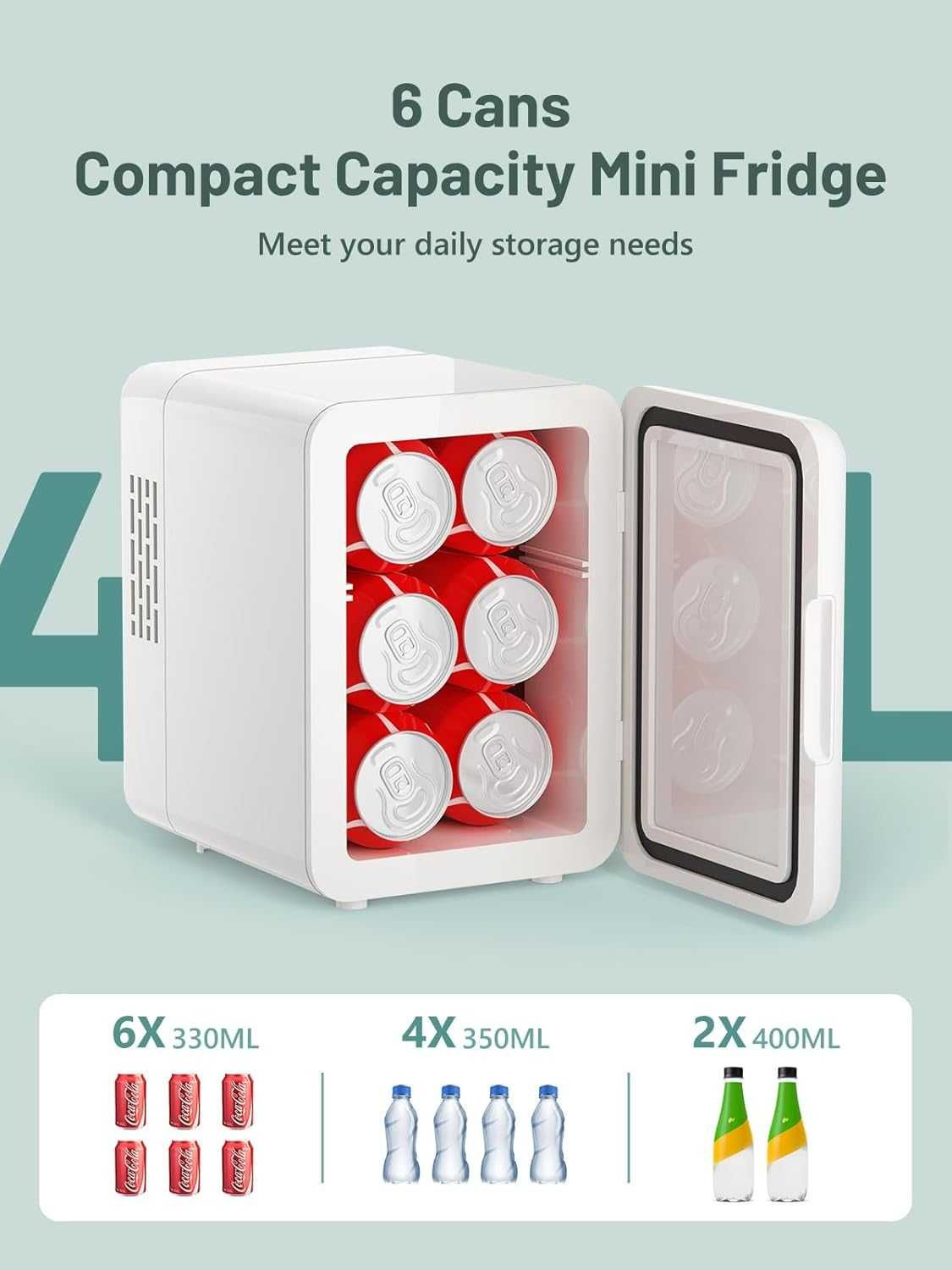 Mini frigider Vinato 4 litri, AC + 12V DC functie de rece/cald