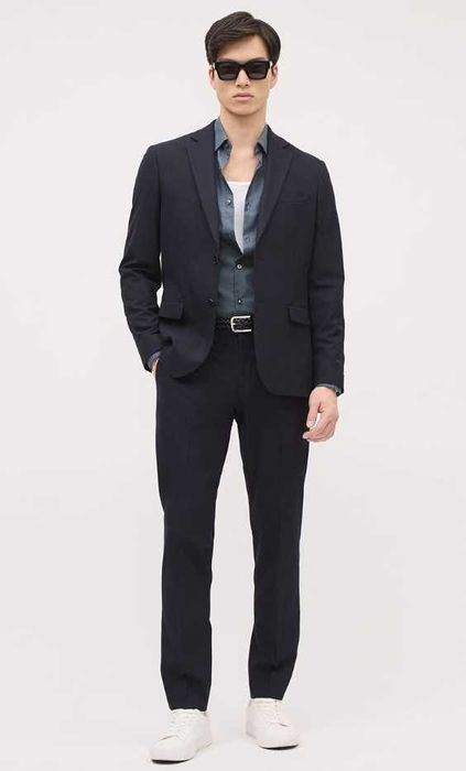 Sacou blazer slim 38 M slim Massimo Dutti NOU lana finest Italian navy