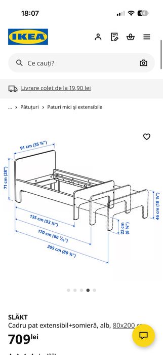 Pat copii extensibil Ikea