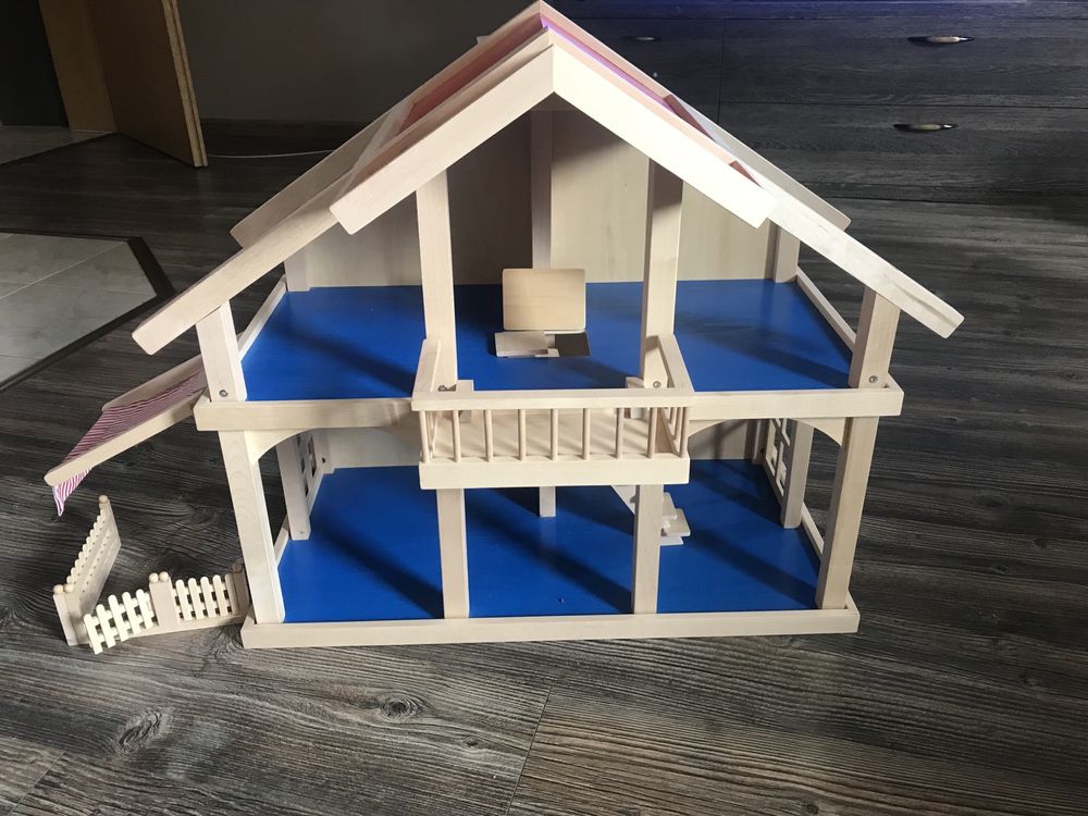 Детска Дървена Къща на два етажа с двор Goki