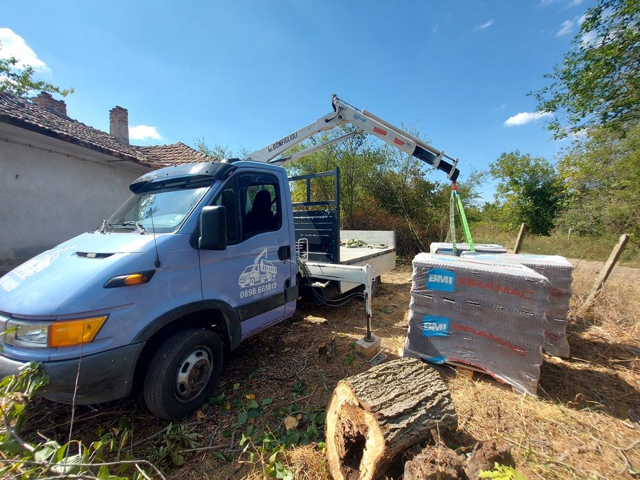 Транспортни Услуги Тристранен Самосвал с КРАН-Варна