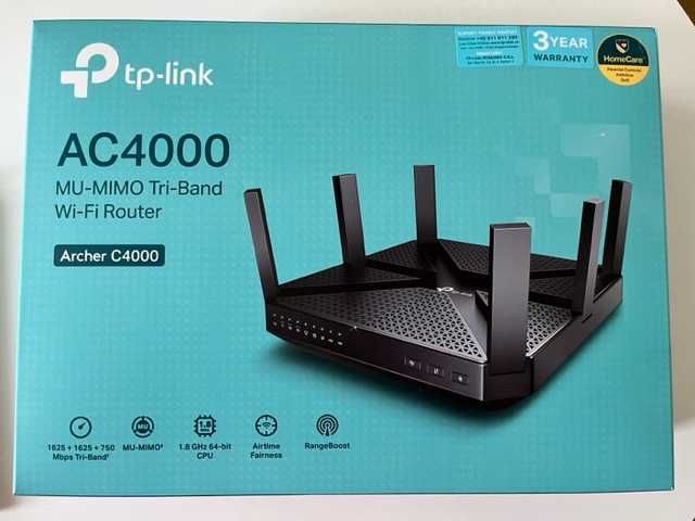 Router wireless TP-Link Archer C4000, Wi-Fi Tri-Band, MU-MIMO folosit
