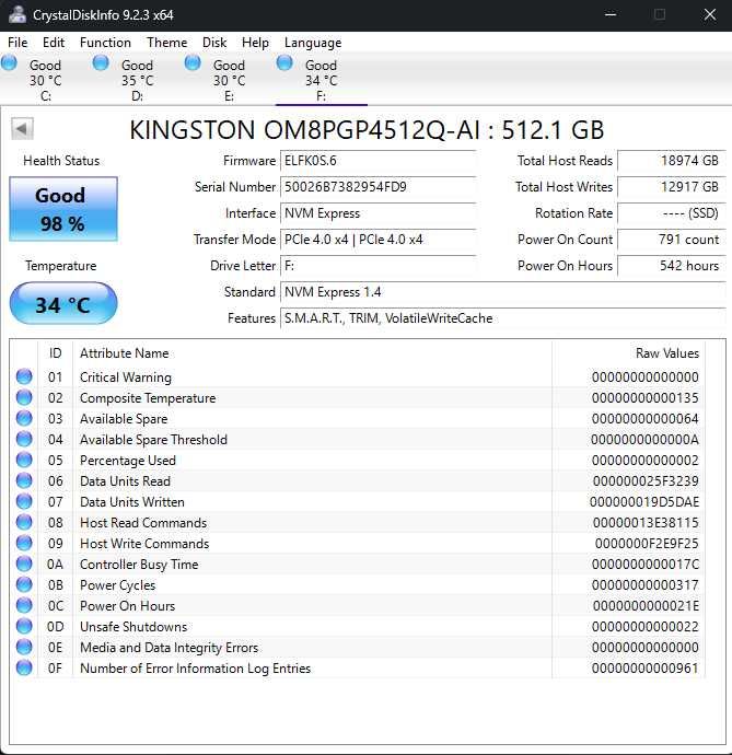 SSD M2 Nvme Kingston OM8PGP4512Q-AI 512Gb