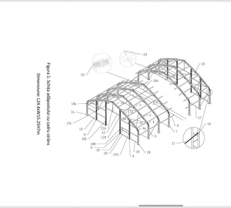 Hala industriala din PVC, latime 15.25m, lungime 24.4m, inaltime 7m