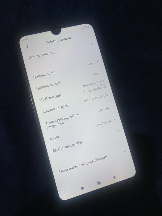 Redmi 7 32Gb xama joyi iwlidi