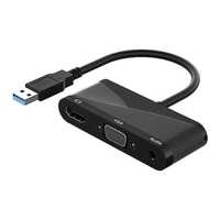 Adaptor 2in1 USB 3.0 la HDMI + VGA cu audio pt laptop, pc, proiector