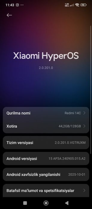 REDMI 14C 128GB Xolati yaxshi