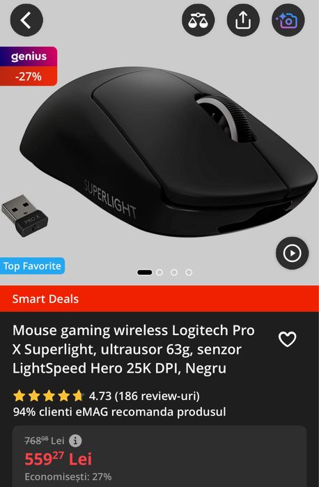 Vand Mouse Logitech PRO X Superlight