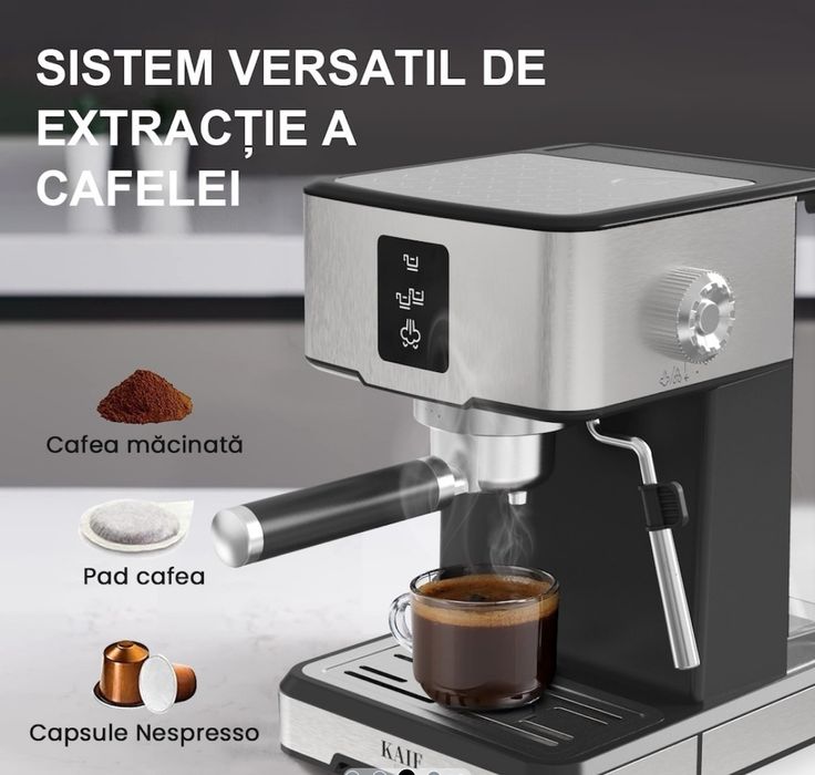 Espressor manual 3 in 1, Capsule/cafea macinata/pad cafea