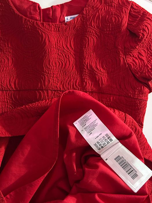 Mayoral girls' red short sleeve dress 8y