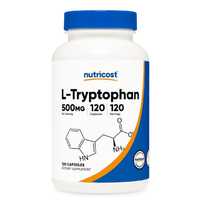 Nutricost L-триптофан 500 мг, 120 капсул — с биоперином, без глютена,