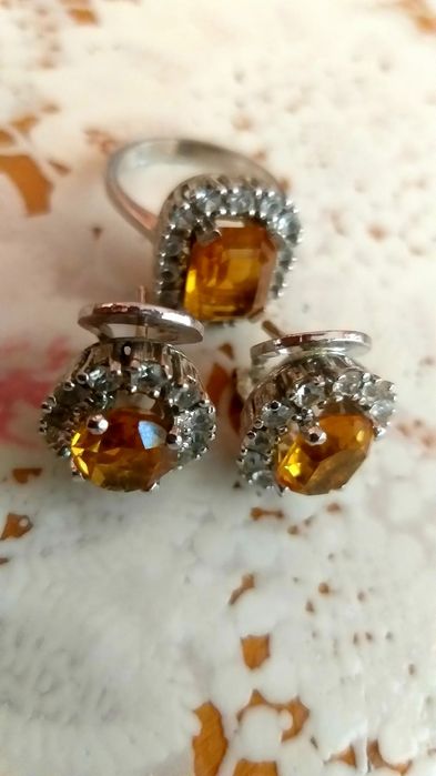 Vand superb set din argint cercei si inel