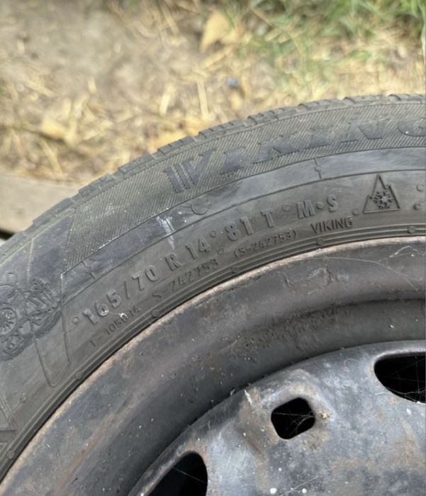 2 roti complete pe jante de oțel m+s 165/70 R14