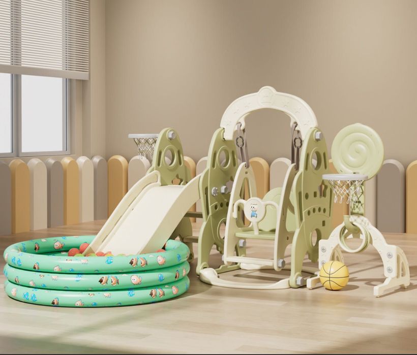 Детский игровой комплекс горка+качели+кольцо