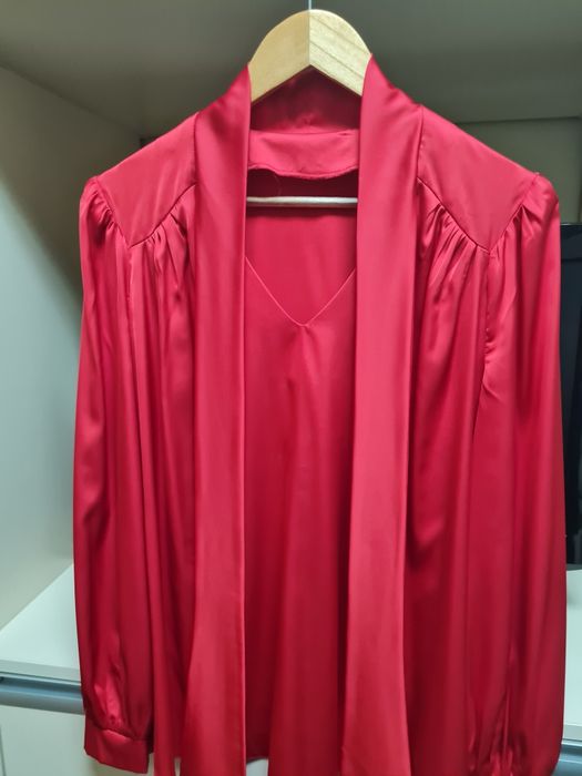 bluza rosie matase satinata