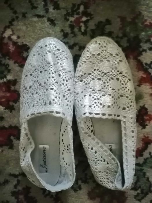 Expadrile dantelate argintii mărime 40