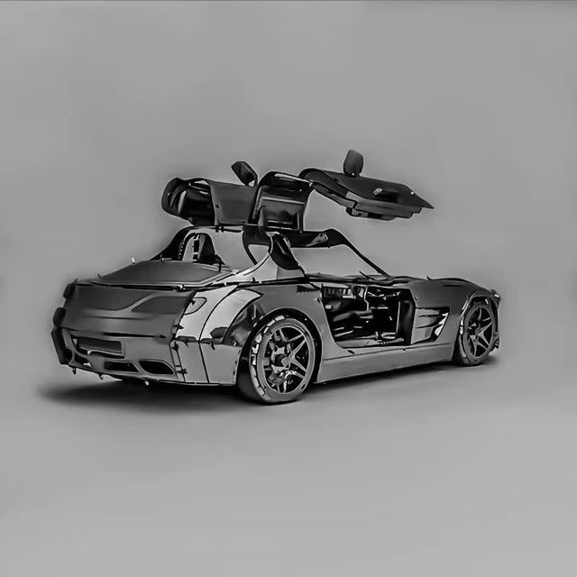 Puzzle 3D metal, mașină de curse