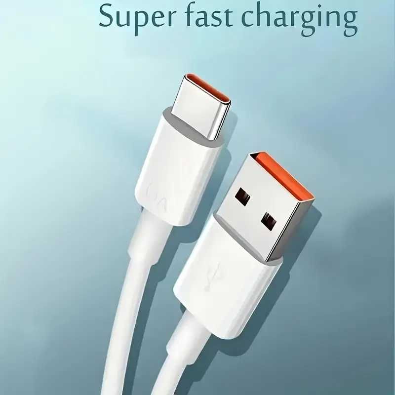 Кабели за зареждане от 60 W USB-C към USB-C Бели и Сиви (6A) Premium!!
