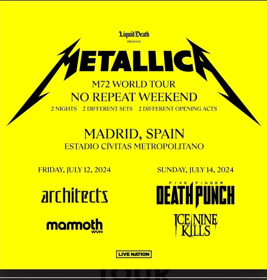 Bilete Metallica Madrid 12 si 14 Iulie 2024